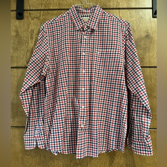 Dockers men’s button down size L red and navy checkered - Picture 1 of 3